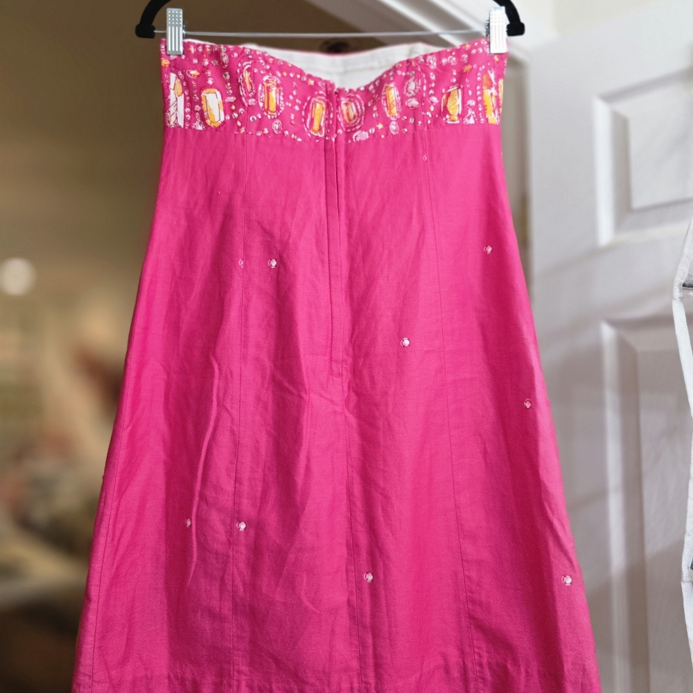 Pink Rhinestone Strapless Dress - Picture 2 of 4